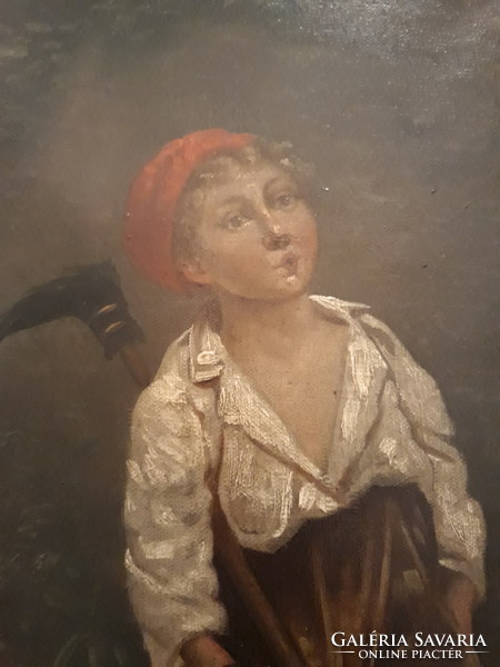 ANTIK  festmény-fiatal fiúcska