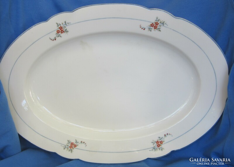 Old German porcelain bowl with floral pattern, marked, 40 x 27.5 cm