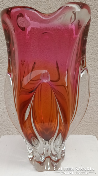 Art-Deco Josef Hospodka cseh Bohemia üveg váza . Alkudható.