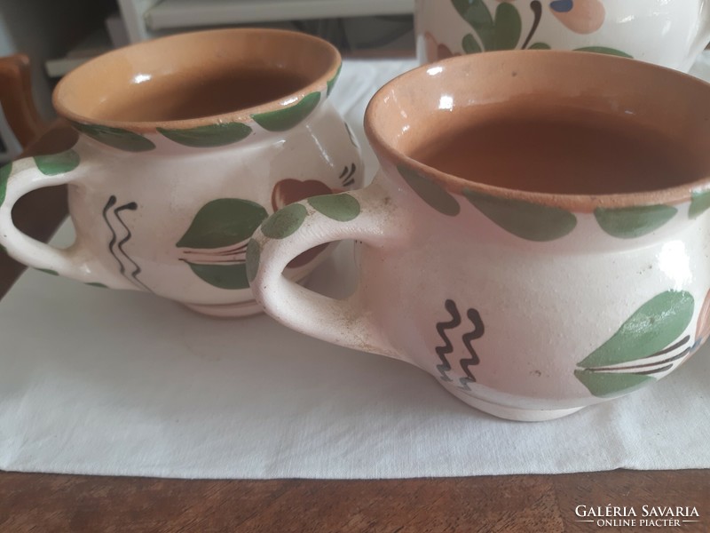 Ceramic jug + 3 mugs
