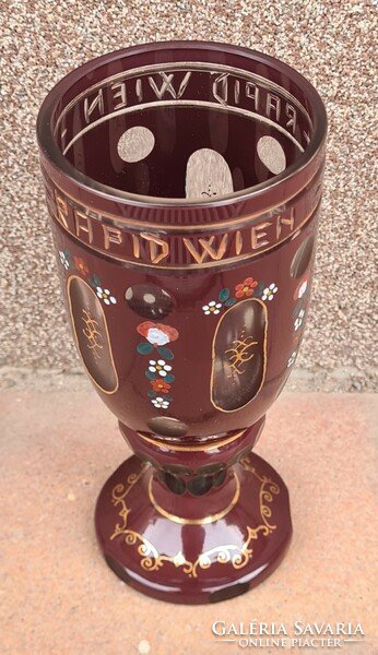 Bieder Czech painted glass with inscription sk rapid wien