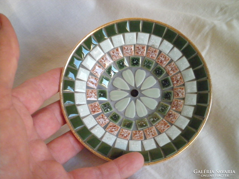 Inlaid copper ring holder plate 14 cm
