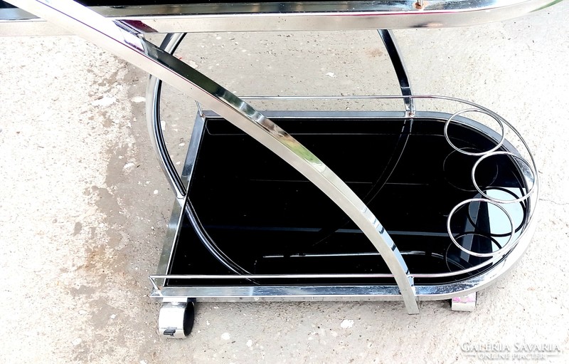 Design retro chrome glass cart negotiable art deco design