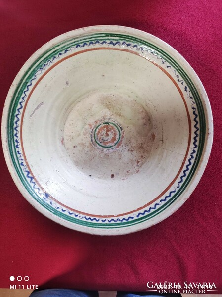 Large folk earthenware bowl