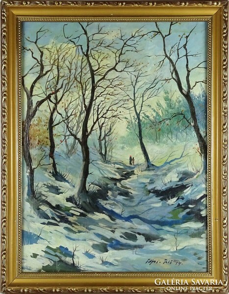 1P042 xx. Century painter: winter landscape with children