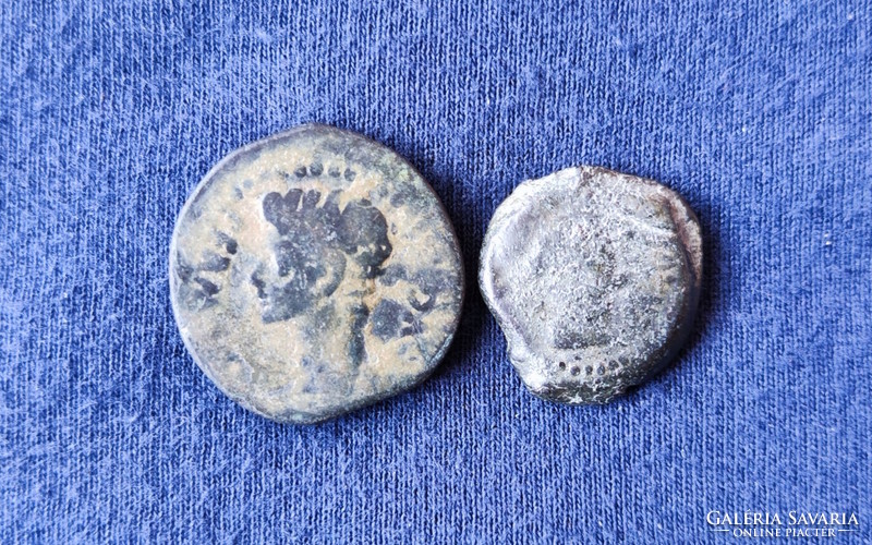 Caesar és Augustus!!! Hispaniai bronz veretek (Semis és AS) | 2 db római érem
