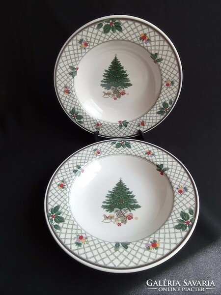 Karácsonyi porcelán tányérpár 2 db egyben