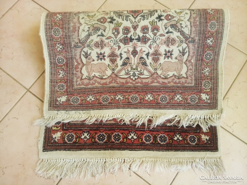 GAZELLÁS, MADARAS perzsa szőnyeg - 63x105 cm