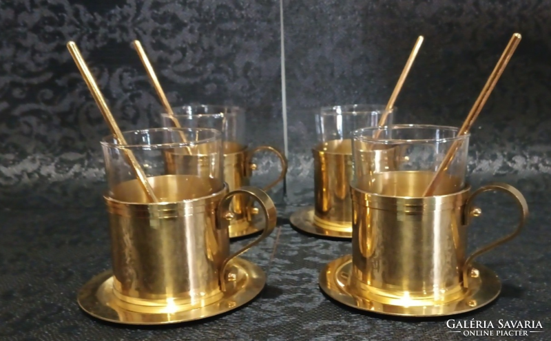 Art-Deco 4 db üveg teás pohár  ALKUDHATÓ
