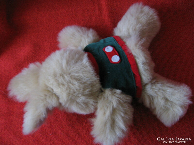 Soft, long-furred plush bunny with vest
