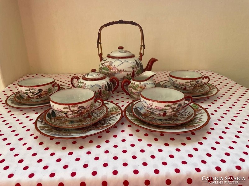 Old Japanese eggshell porcelain tea and coffee set with lithofan - 4 persons