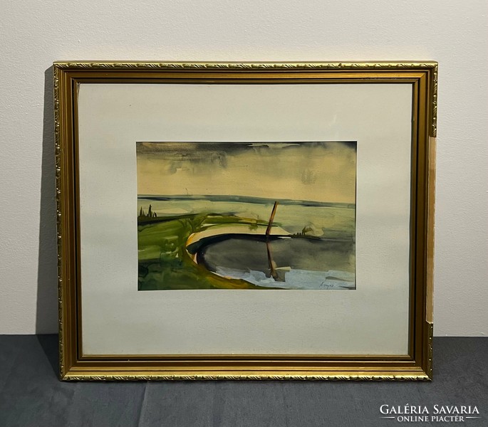 Viola Ányos (1872-1945) infectious lake (watercolor cardboard) - framed /invoice provided/