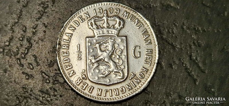 Netherlands ½ gulden, 1909.