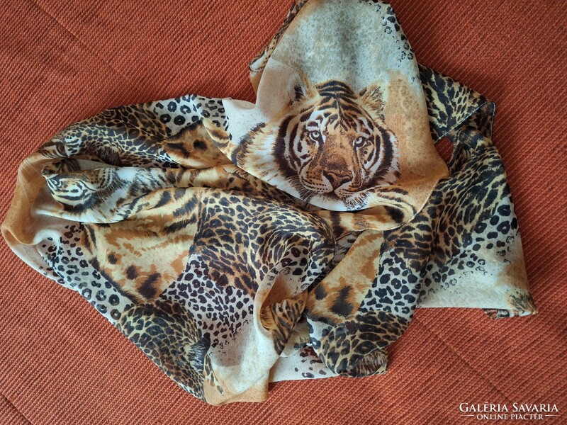 Silk scarf, tiger pattern.