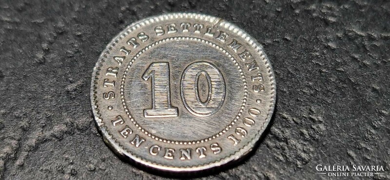 Malaka-szorosi Telepek 10 cent, 1900. (Straits Settlements) , Verdejel nélkül.