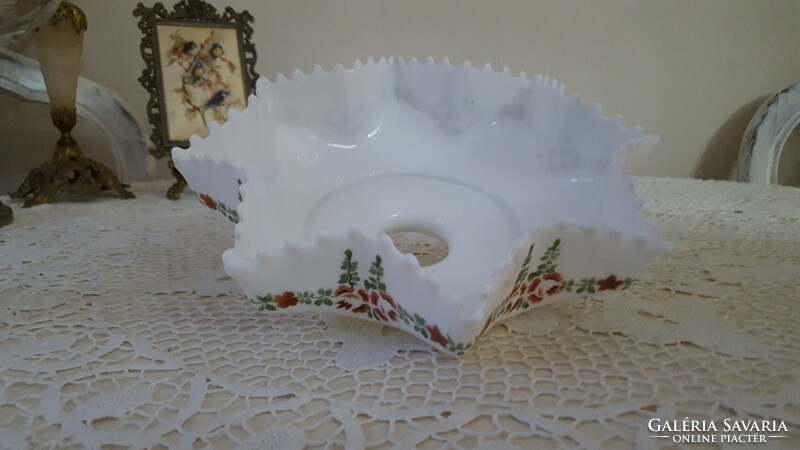 Old, very rare, hand-painted milk glass kitchen ceiling pendant