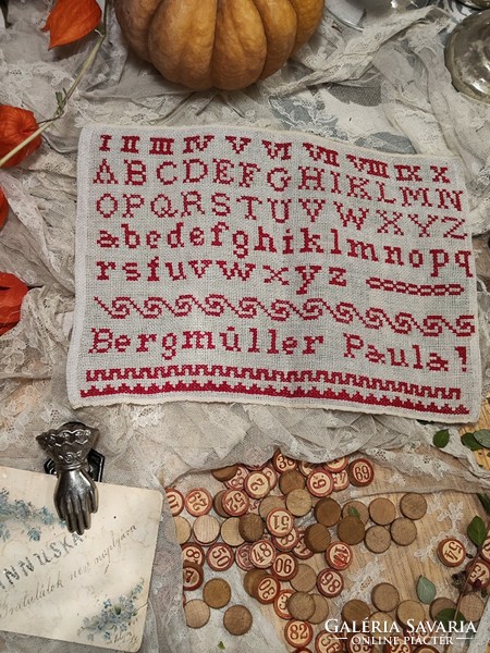 Antique abc, school cross stitch pattern, abc crosstiching