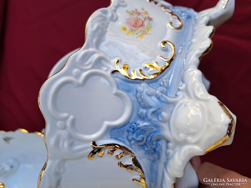 Beautiful porcelain centerpiece offering basket heirloom nostalgia