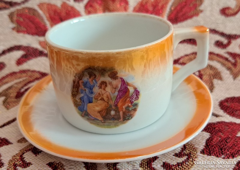 Antique Zsolnay porcelain coffee cup with plate (l4176)