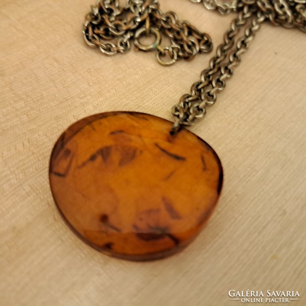 Amber pendant with chain. 3 cm