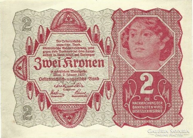 2 korona kronen 1922 Ausztria 1. hajtatlan