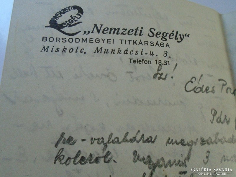 D199162  Levél  Nemzeti Segély Borsod megye - 1948  Miskolc  Juhász László  - Bártfay -  Újpest