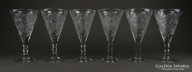 1P186 set of 6 elegant stemmed polished glass glasses