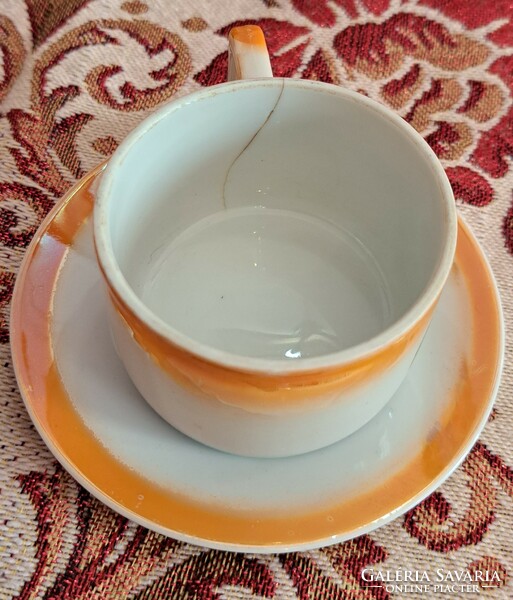 Antik Zsolnay porcelán kávés csésze tányérral (L4176)