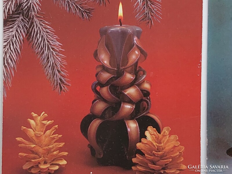 Régi karácsonyi képeslap retro gyertyákkal 6 db