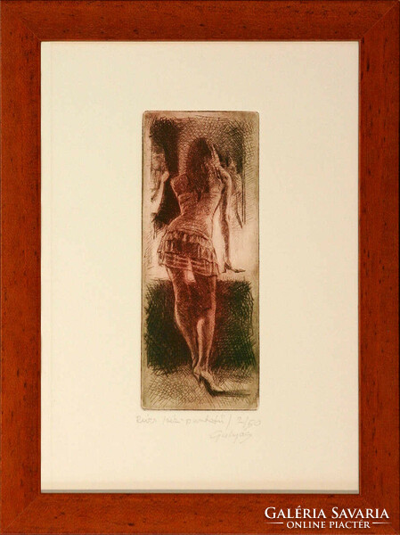 László:Gulyás: Lipstick - framed 32x24 cm - artwork 18x7 cm