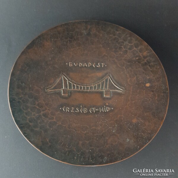 Budapest - Elizabeth Bridge, retro copper bowl, 14.8 cm