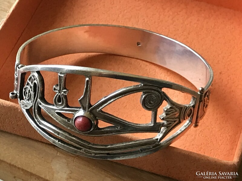 Silver bracelet with coral