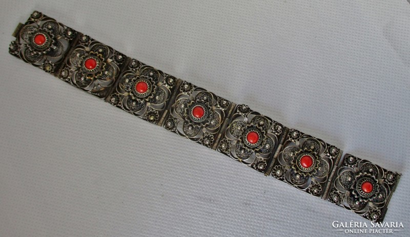 Rare antique silver bracelet with corals