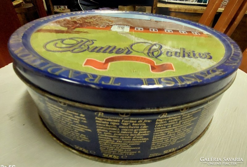 Vintage large metal biscuit tin, Danish butter cookies, perhaps from the 60s and 70s