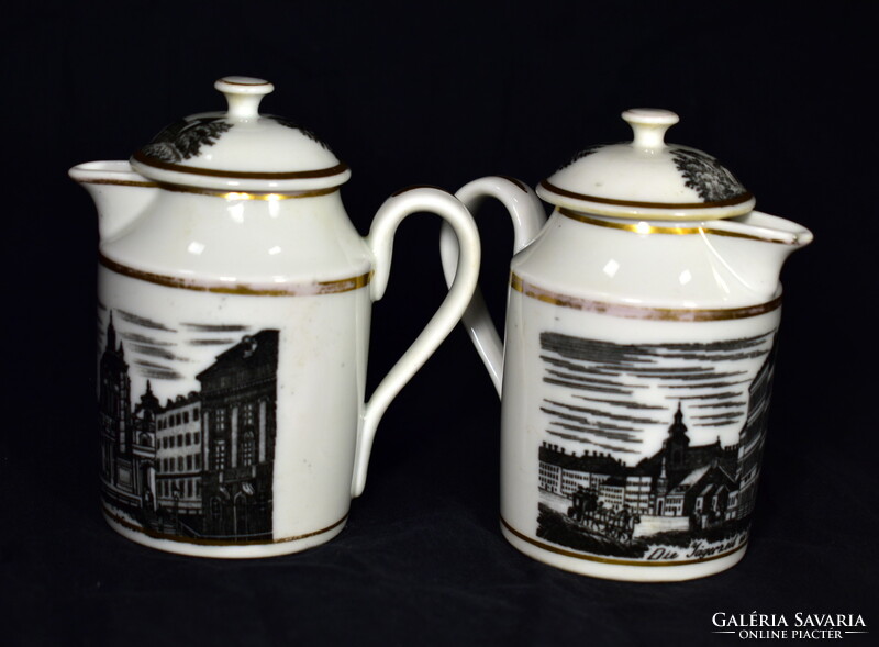 XIX. Sz. Vege Biedermeier style porcelain cafe small jug with a lid!