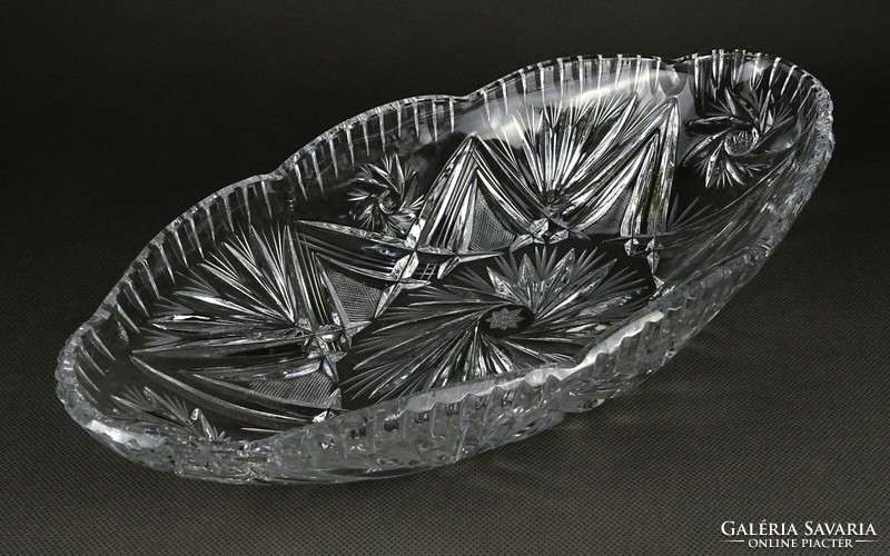 1P194 large boat-shaped crystal centerpiece serving bowl 32.5 Cm