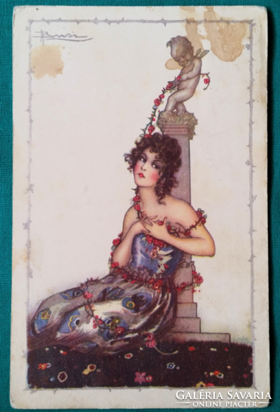 Antique postcard, Adolfo Busi illustration 