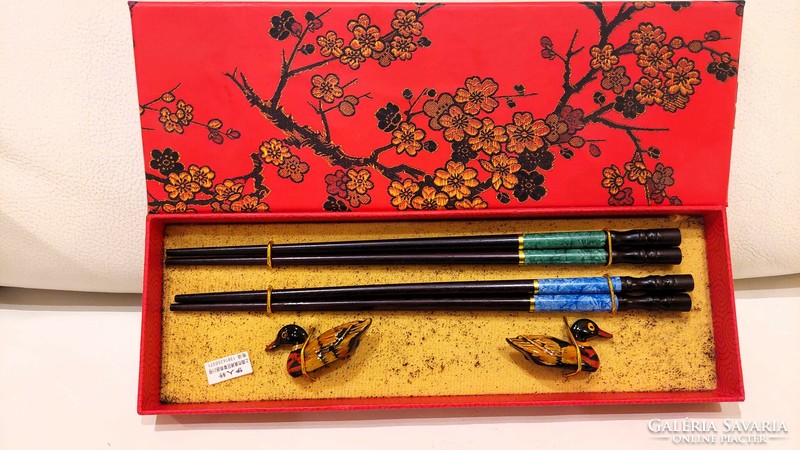 Chinese chopsticks with duck holders, in a gift box