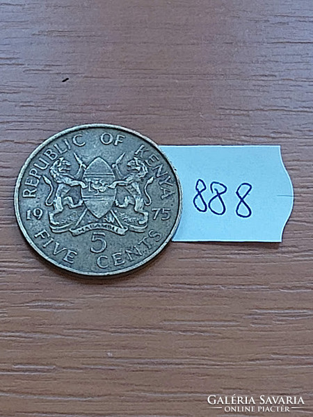 Kenya 5 cents 1975 nickel brass, mzee jomo kenyatta #888