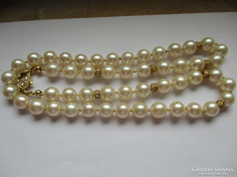Luxury necklaces, 18k yellow gold, diamond-true pearl necklace