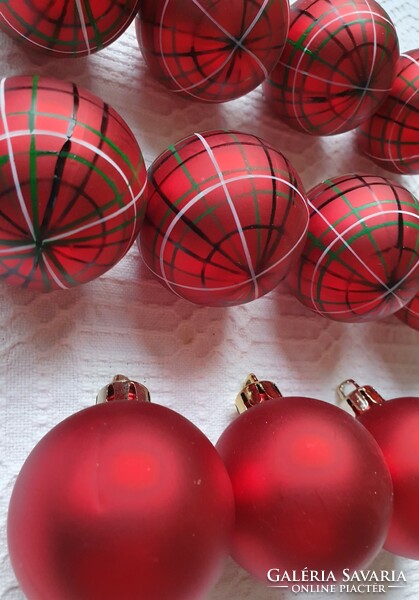 11db karácsonyi műanyag piros gömb dekoráció dísz kellék