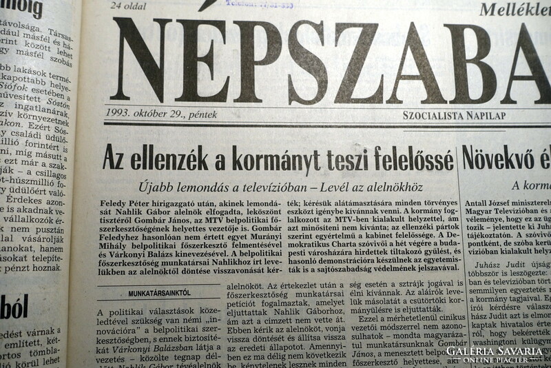 1993 X 29 / people's freedom / newspaper - Hungarian / daily. No.: 25682