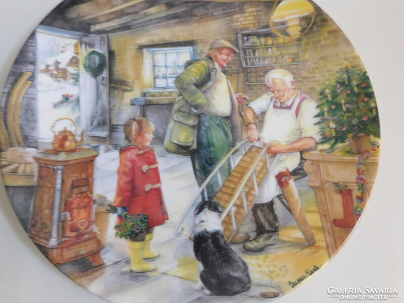 Royal Doulton karácsonyi életképes tányér - A szánkókészítő - 21 cm