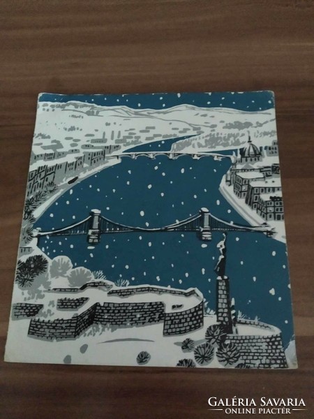 Retro kinyithatós karácsonyi képeslap, rajzolta Szilvásy Nándor