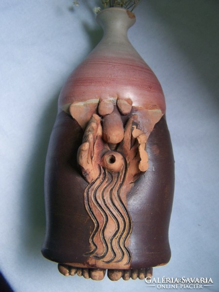 Vertel andrea: fire wizard hand shaped glazed ceramic. Height 17 cm. Marked, damaged