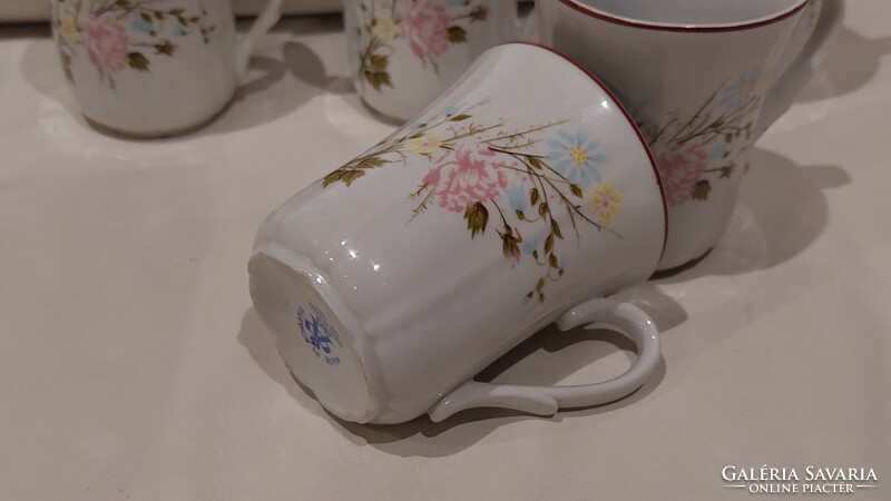 5 db virágos porcelán bögre, pohár, ARPO