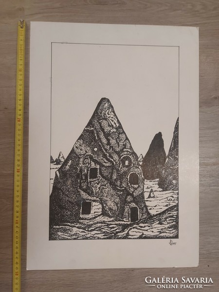 Ink drawing signed by Papp