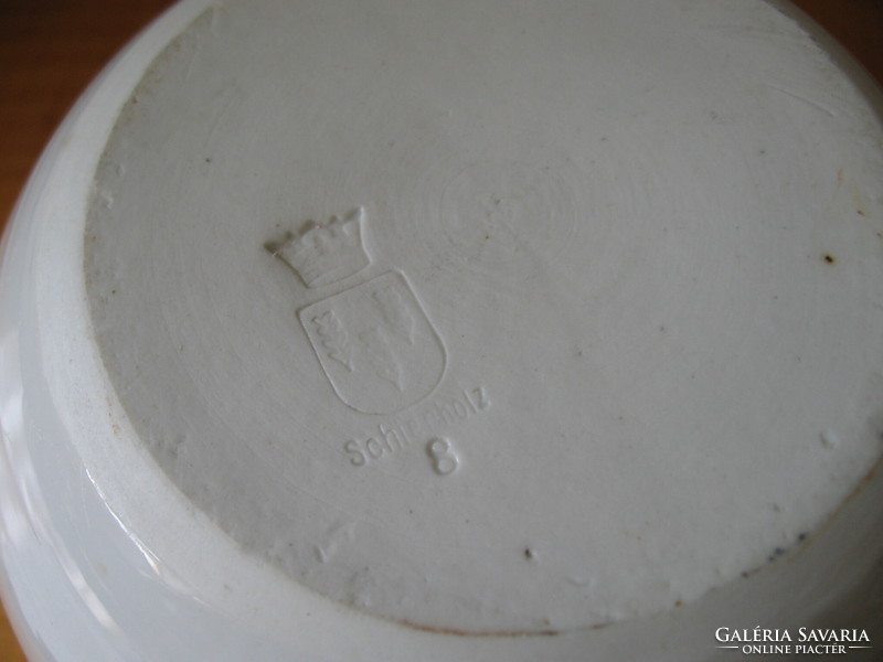 Antik Schierholz porcelán patika mozsár, dörzscsésze