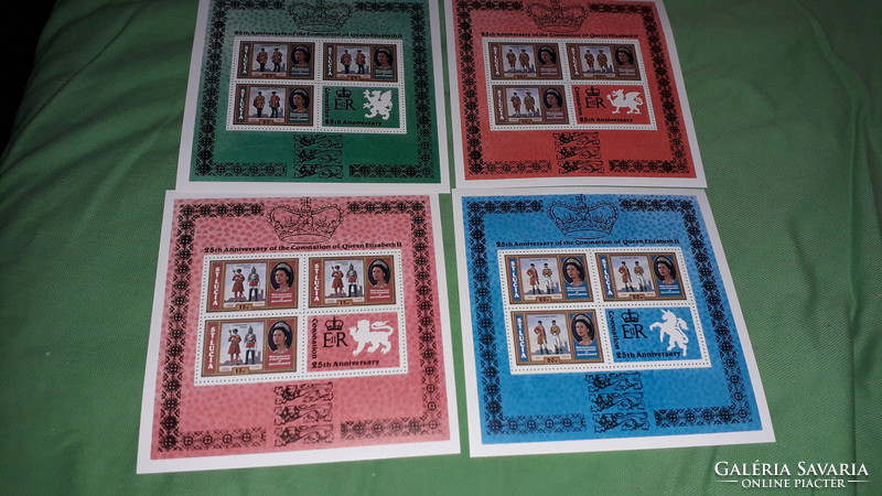 1978. II. Erzsébet koronázási bélyeg blokkok - teljes sor - 4 db egyben hibátlanul képek szerint