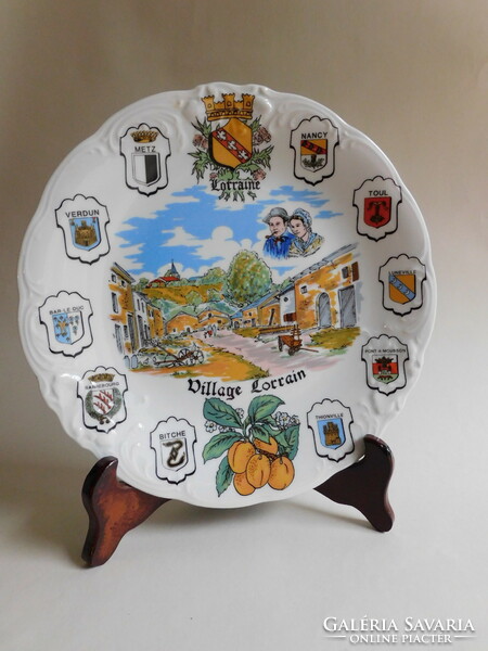French decorative plate with the coats of arms of the cities of the Lorraine region
